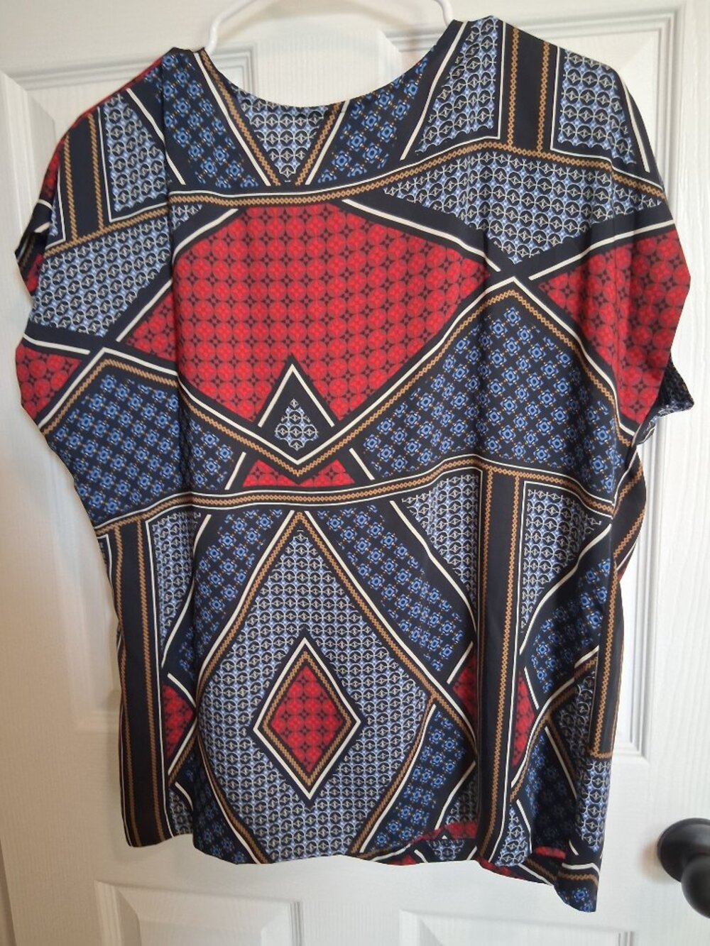 Worthington | Women's Top | Sleeveless Geometric Print | Red Blue Gold | XL - Picture 3 of 5